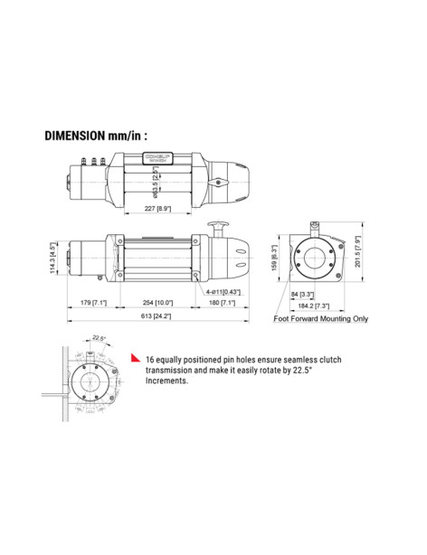 Treuil Comeup DS 12.5RS 5670 kg 12 volts avec corde synthétique